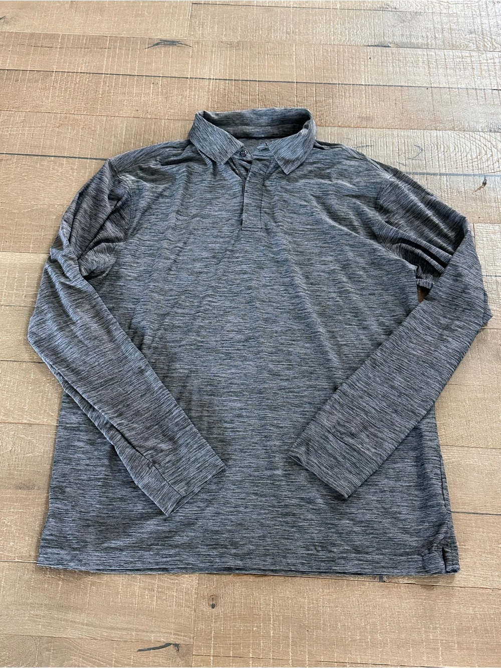 Men's Long-Sleeve Heather Gray Polo Shirt